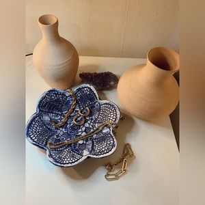 Beautiful flower lace Soap dish or trinket and jewlery holder.